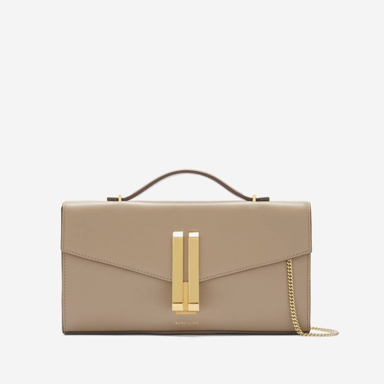 The Vancouver Clutch Dark Sand Smooth Women Demellier Clutches