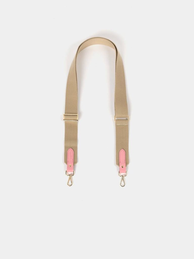 The Webbing Shoulder Strap - Sand & Pink Icing Women Crossbody Cambridge Satchel
