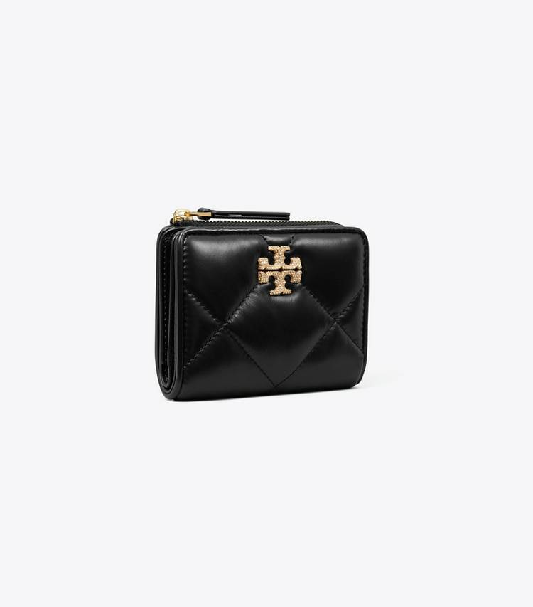 Tory Burch Black Kira Diamond Quilt Pavé Logo Bi-Fold Wallet Wallets Women
