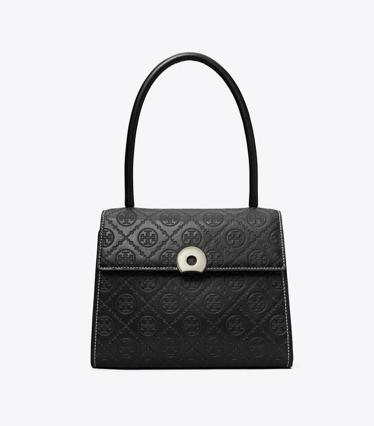 Tory Burch Black T Monogram Leather Small Deville Bag Women Satchels - Image 3