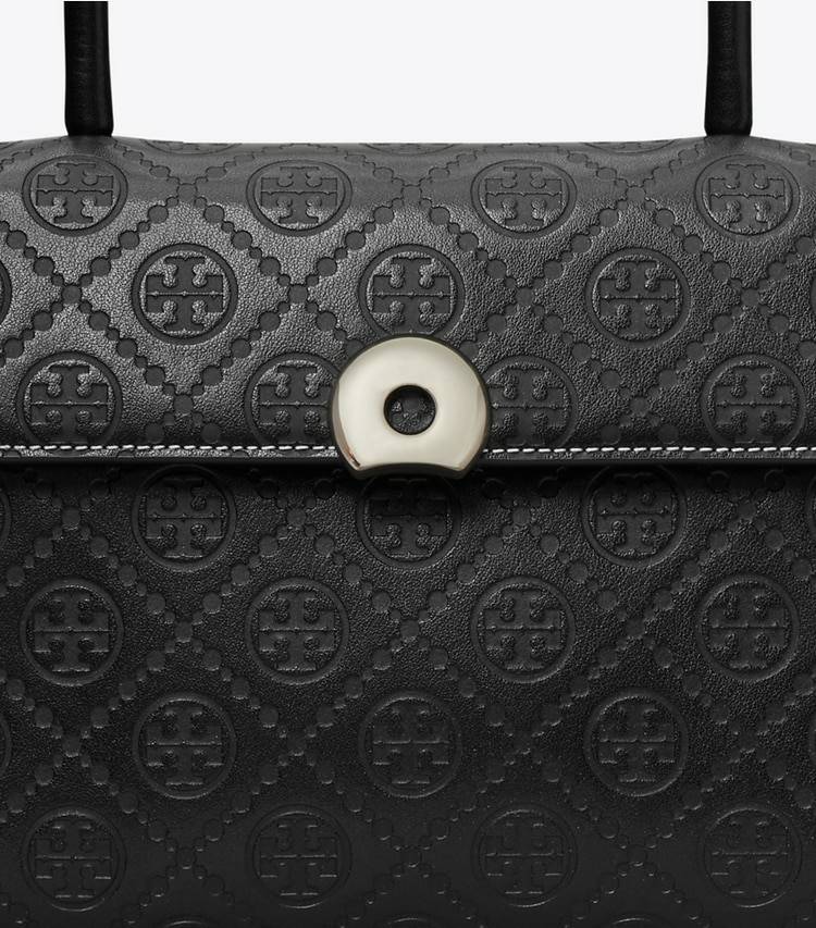 Tory Burch Black T Monogram Leather Small Deville Bag Women Satchels - Image 4