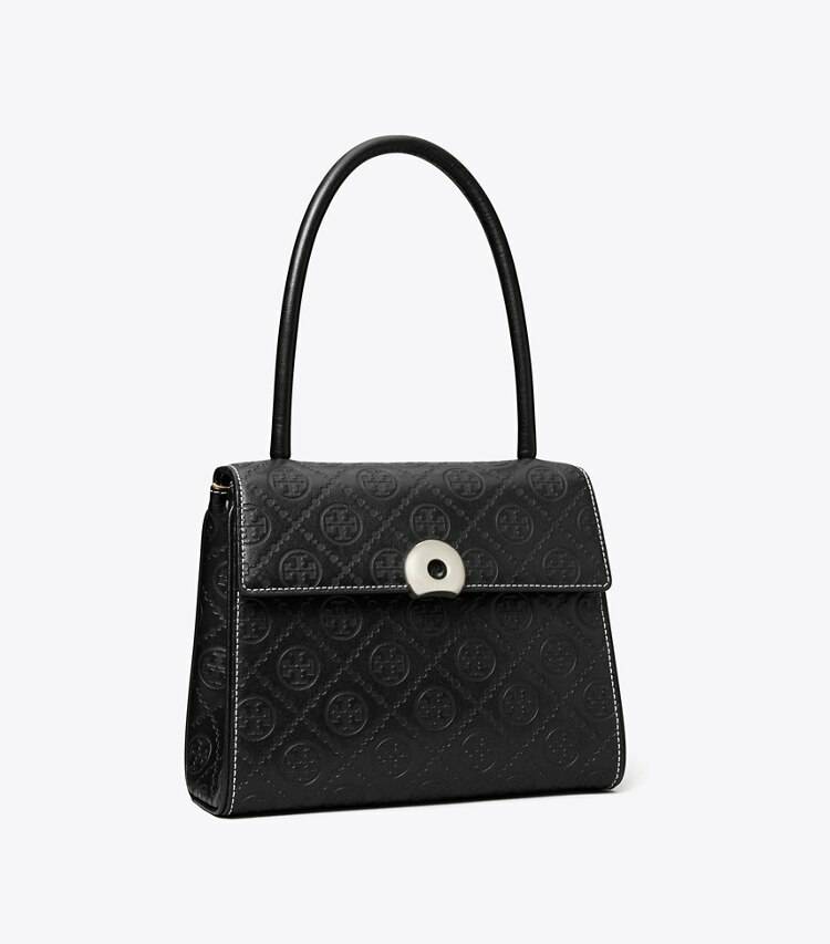 Tory Burch Black T Monogram Leather Small Deville Bag Women Satchels