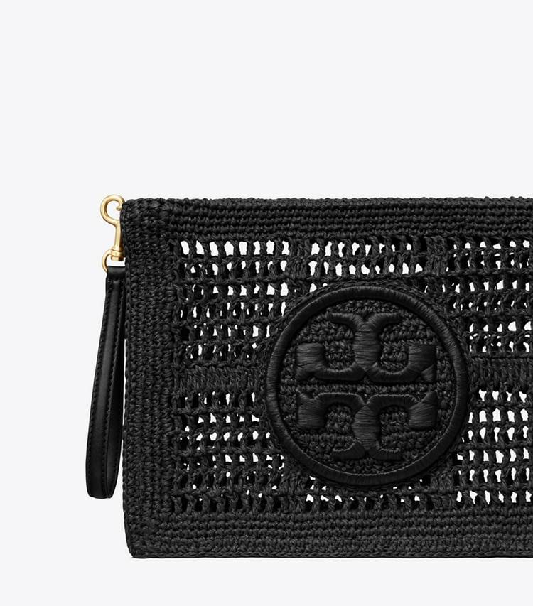 Tory Burch Black Women Ella Crochet Pouch Wristlets - Image 3