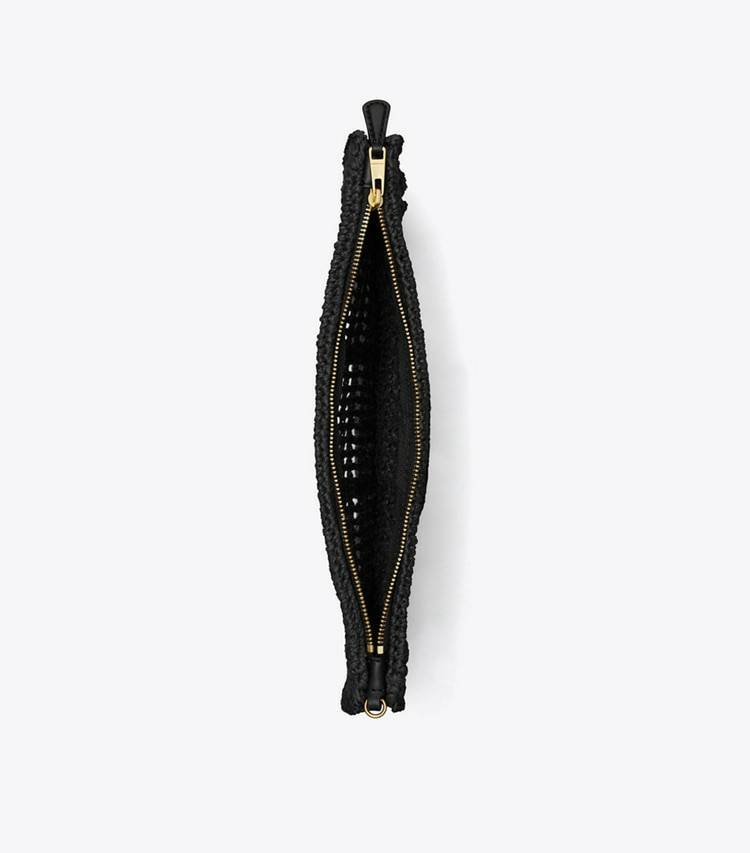 Tory Burch Black Women Ella Crochet Pouch Wristlets - Image 4