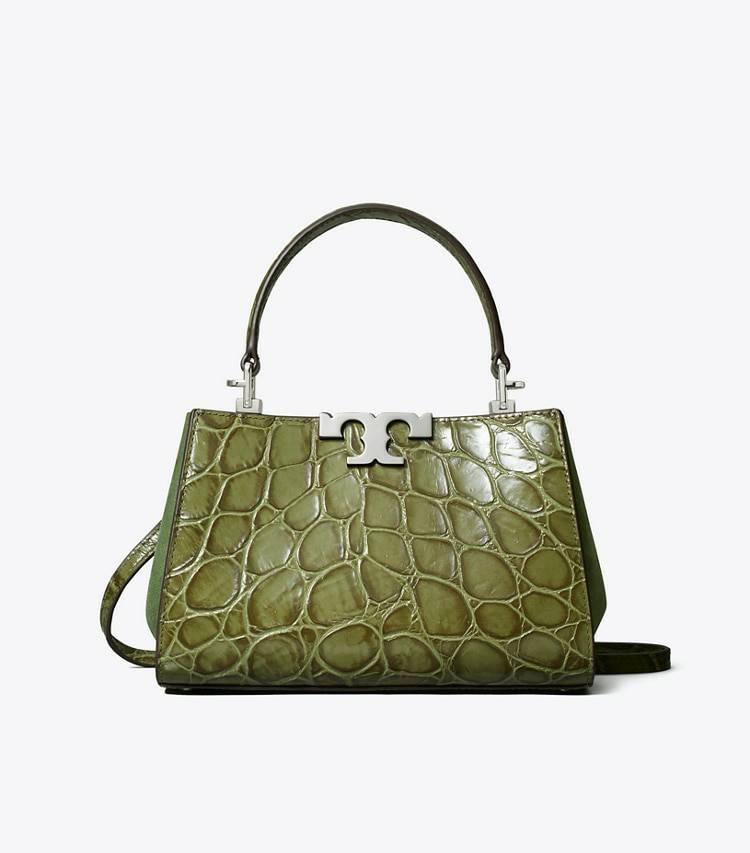 Tory Burch Crossbody Bags Women Mini Eleanor Croc-Embossed Satchel Soft Ivy - Image 4
