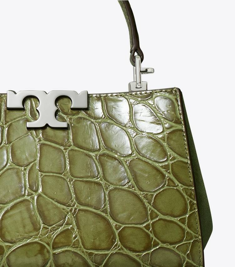 Tory Burch Crossbody Bags Women Mini Eleanor Croc-Embossed Satchel Soft Ivy - Image 5
