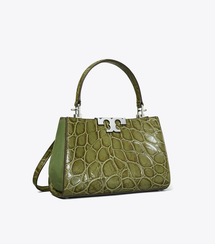 Tory Burch Crossbody Bags Women Mini Eleanor Croc-Embossed Satchel Soft Ivy