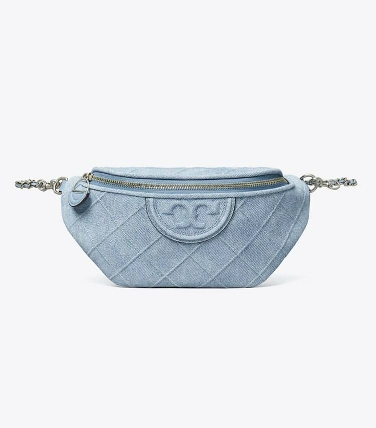 Tory Burch Fleming Denim-Print Suede Belt Bag Denim Belt Bags Women - Image 3