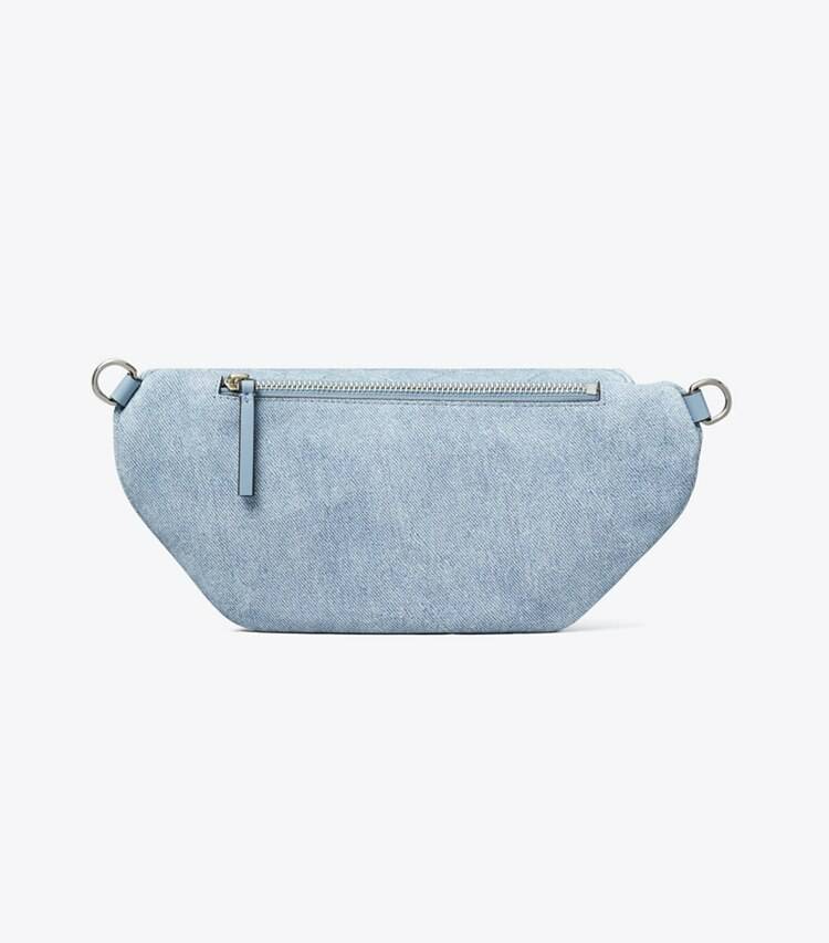 Tory Burch Fleming Denim-Print Suede Belt Bag Denim Belt Bags Women - Image 4