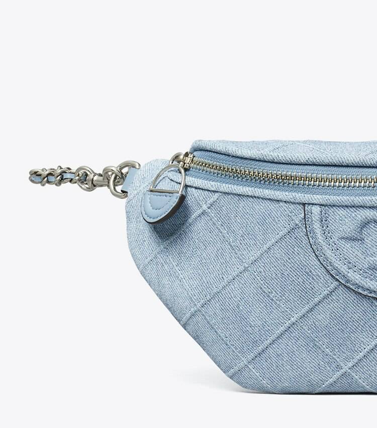 Tory Burch Fleming Denim-Print Suede Belt Bag Denim Belt Bags Women - Image 5