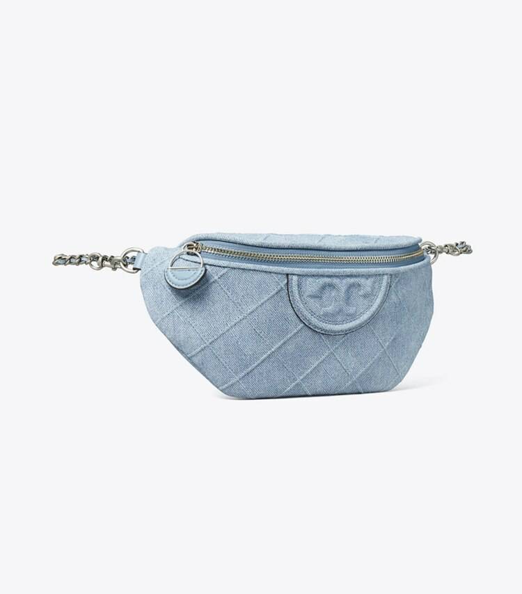 Tory Burch Fleming Denim-Print Suede Belt Bag Denim Belt Bags Women