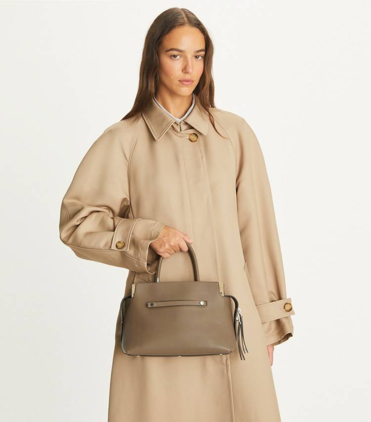 Tory Burch Mercer Pebbled Satchel Wild Mushroom Satchels Women - Image 3