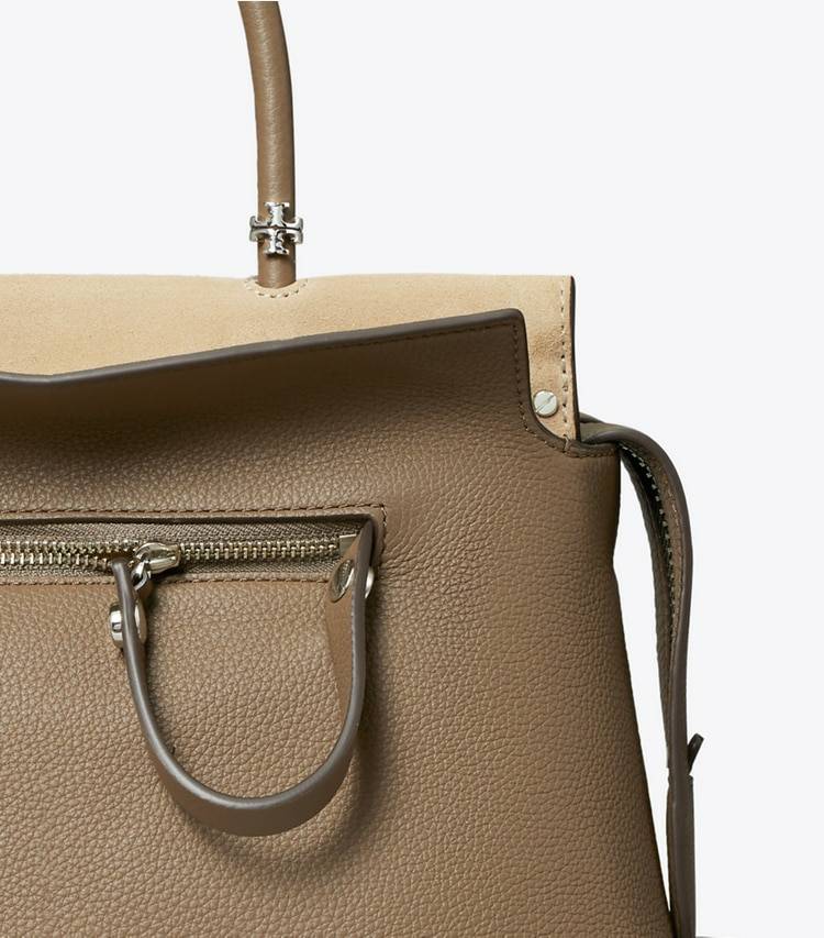 Tory Burch Mercer Pebbled Satchel Wild Mushroom Satchels Women - Image 5
