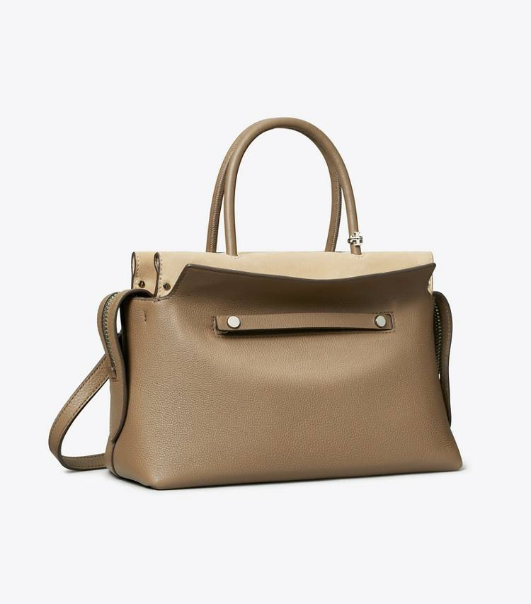 Tory Burch Mercer Pebbled Satchel Wild Mushroom Satchels Women