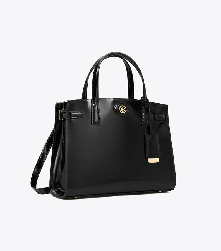 Tory Burch Satchels Small Robinson Spazzolato Satchel Black Women