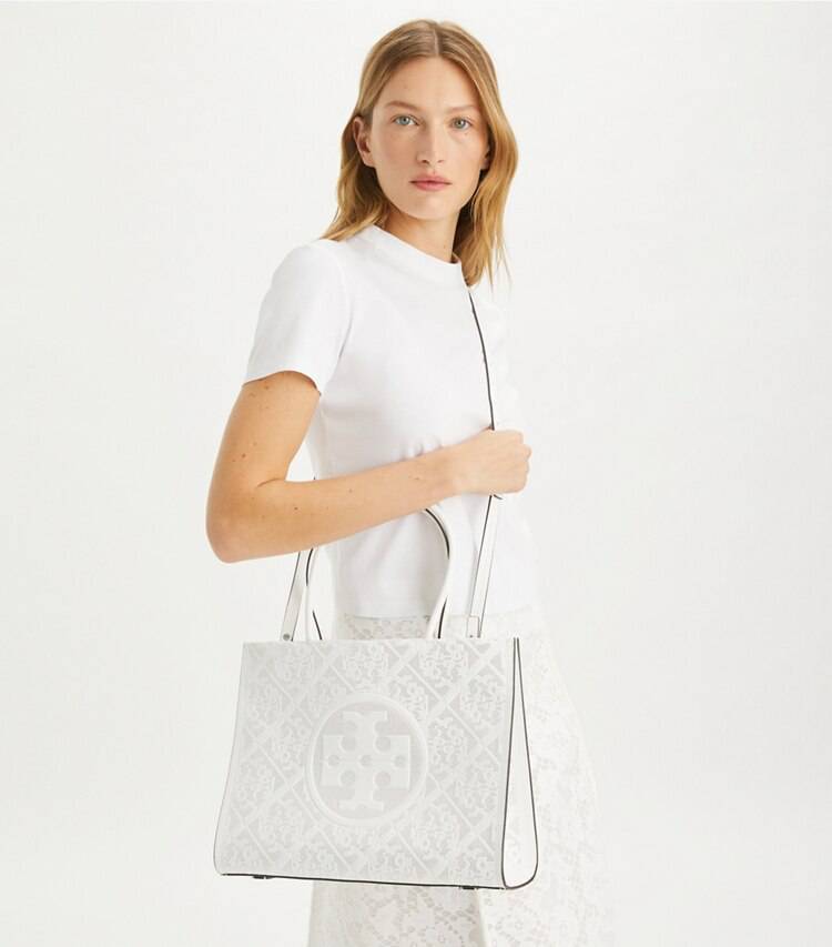 Tory Burch Small Ella Bio Perforated Tote Tote Bags Blanc Women - Image 2
