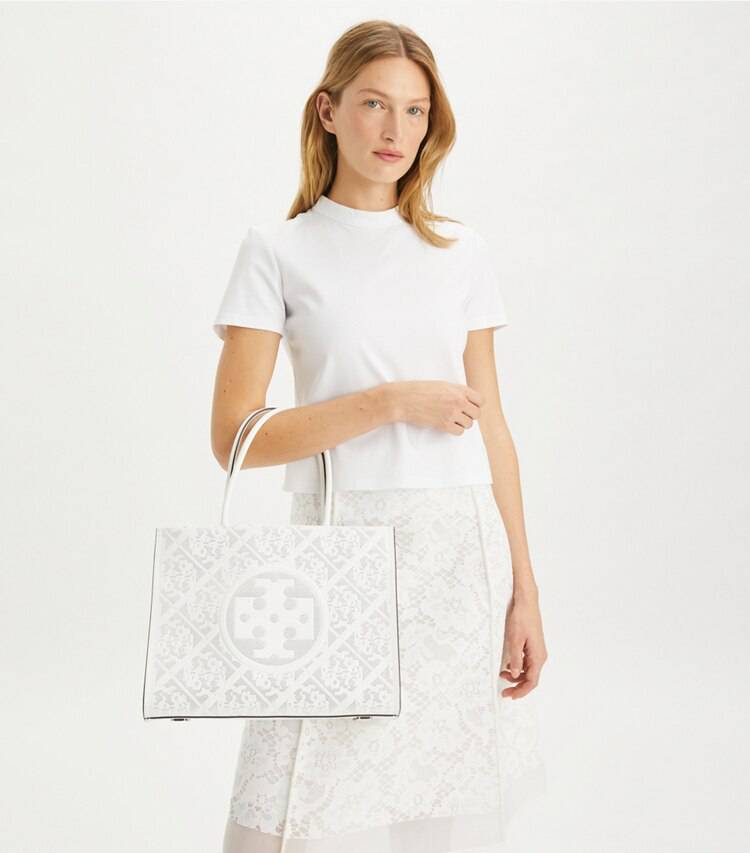 Tory Burch Small Ella Bio Perforated Tote Tote Bags Blanc Women - Image 3