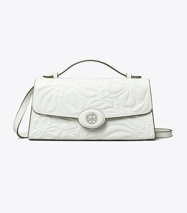 Tory Burch Women Blanc Mini Bags Mini Robinson Floral Embossed Top-Handle Bag - Image 3