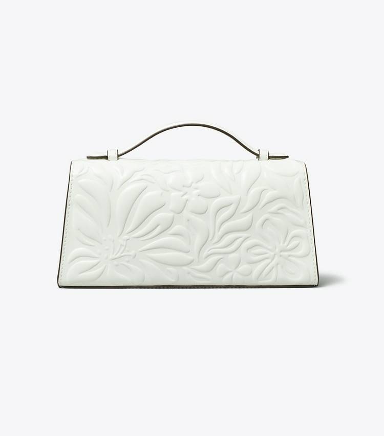 Tory Burch Women Blanc Mini Bags Mini Robinson Floral Embossed Top-Handle Bag - Image 4