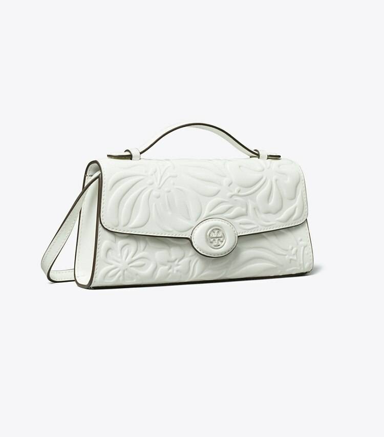 Tory Burch Women Blanc Mini Bags Mini Robinson Floral Embossed Top-Handle Bag
