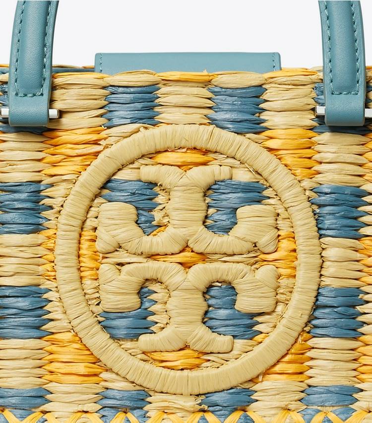 Tory Burch Women Deep Turquoise Ella Hand-Crocheted East-West Tote Satchels - Image 5
