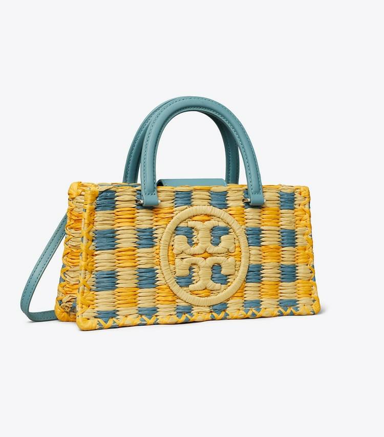 Tory Burch Women Deep Turquoise Ella Hand-Crocheted East-West Tote Satchels
