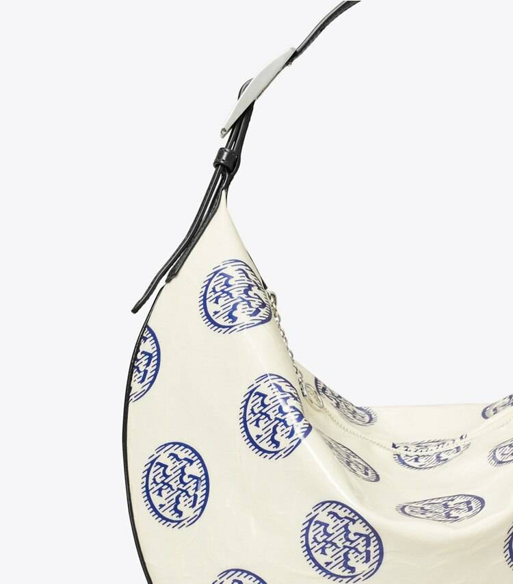 Tory Burch Women Hobo Bags T Monogram Balloon Bag White / Ballpoint Blue - Image 4