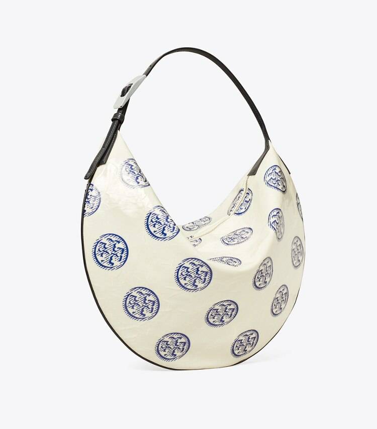 Tory Burch Women Hobo Bags T Monogram Balloon Bag White / Ballpoint Blue