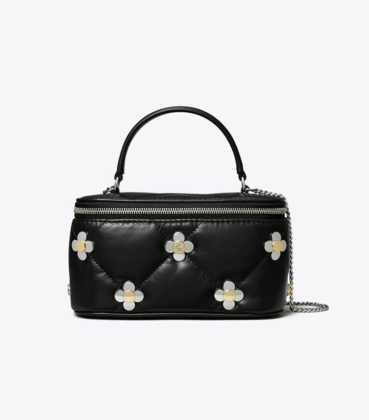 Tory Burch Women Kira Diamond Quilt Clover Vanity Case Mini Bags Black - Image 3