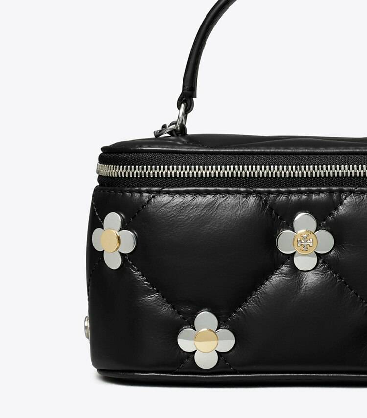 Tory Burch Women Kira Diamond Quilt Clover Vanity Case Mini Bags Black - Image 4