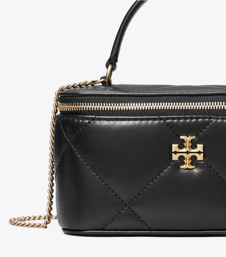 Tory Burch Women Kira Diamond Quilt Vanity Case Black Mini Bags - Image 4
