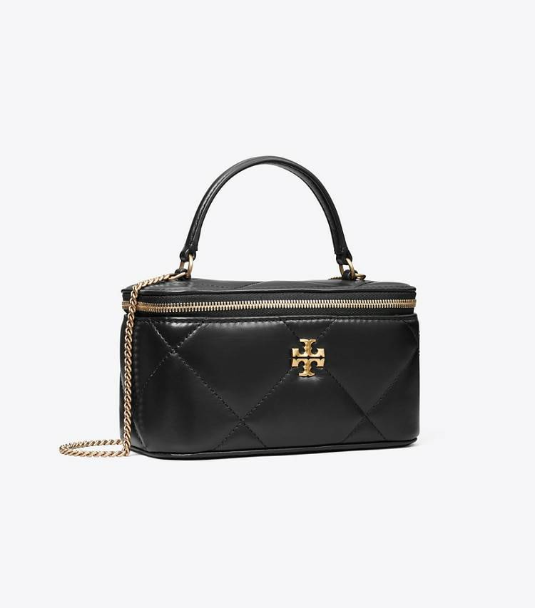 Tory Burch Women Kira Diamond Quilt Vanity Case Black Mini Bags
