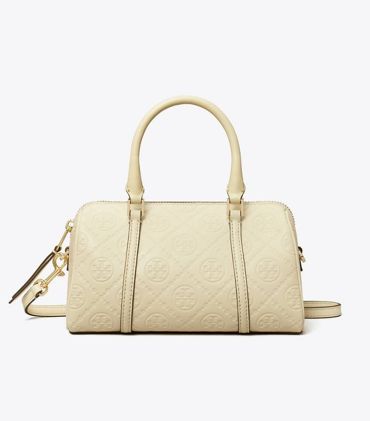 Tory Burch Women Light Cream Crossbody Bags T Monogram Leather Petite Barrel Bag - Image 4