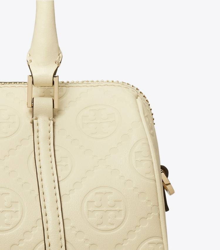 Tory Burch Women Light Cream Crossbody Bags T Monogram Leather Petite Barrel Bag - Image 5