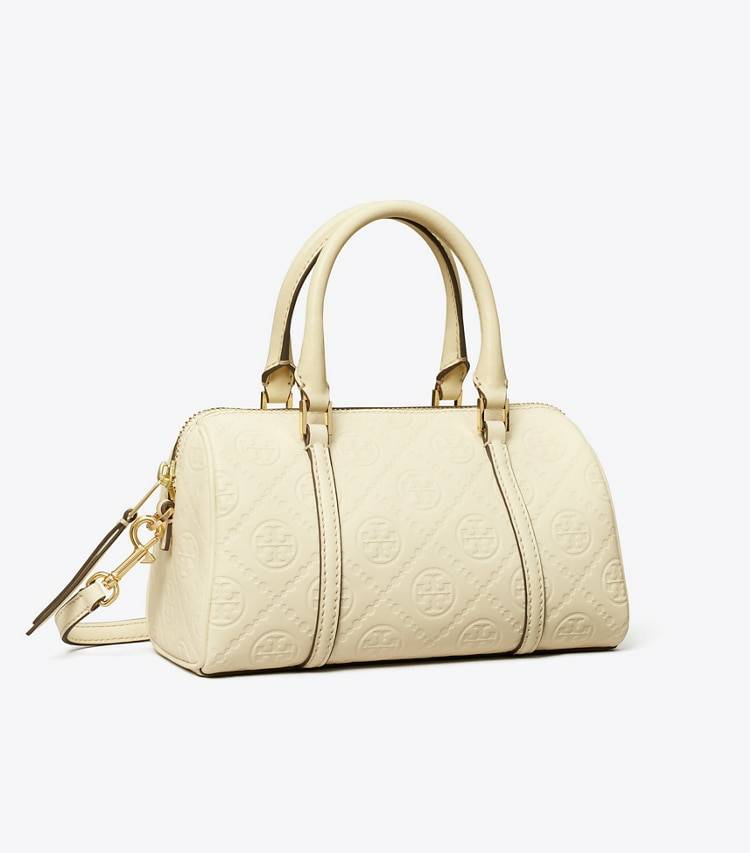 Tory Burch Women Light Cream Crossbody Bags T Monogram Leather Petite Barrel Bag
