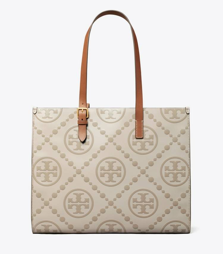 Tory Burch Women Longan / New Cream T Monogram Contrast Embossed Tote Tote Bags - Image 4