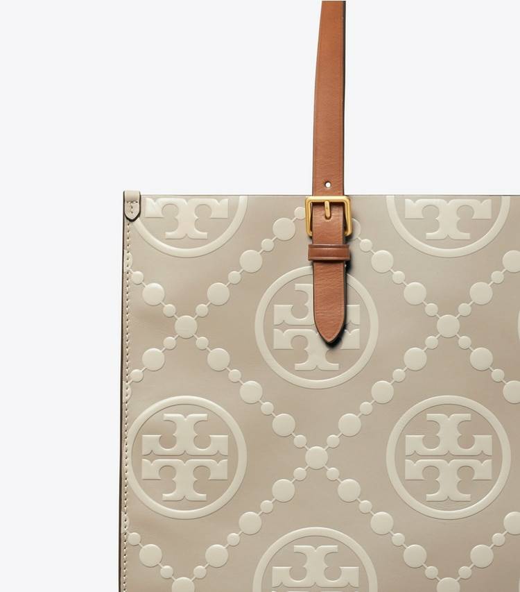 Tory Burch Women Longan / New Cream T Monogram Contrast Embossed Tote Tote Bags - Image 5