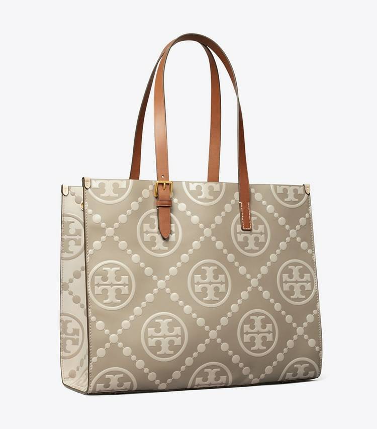 Tory Burch Women Longan / New Cream T Monogram Contrast Embossed Tote Tote Bags