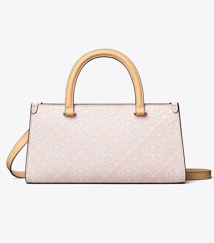 Tory Burch Women Powder Pink T Monogram Contrast Embossed Small East-West Tote Satchels - Image 4