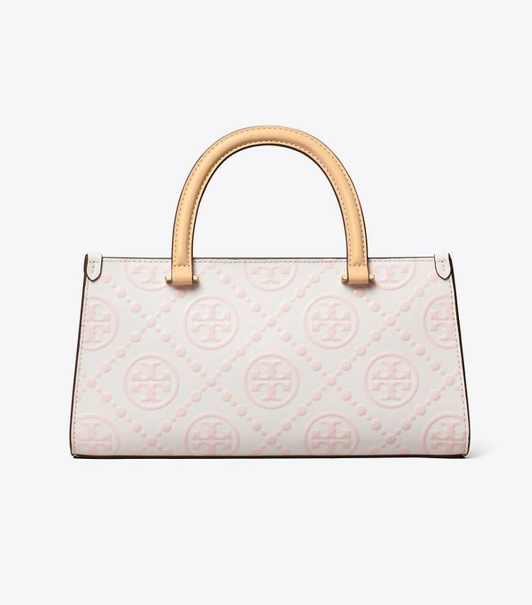 Tory Burch Women Powder Pink T Monogram Contrast Embossed Small East-West Tote Satchels - Image 5