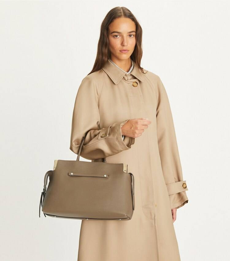 Tory Burch Women Satchels Large Mercer Pebbled Satchel Wild Mushroom - Image 3