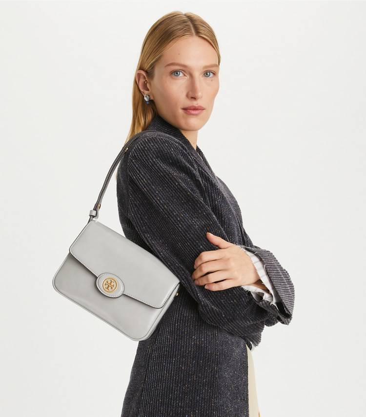Tory Burch Women Shoulder Bags Robinson Spazzolato Convertible Shoulder Bag Light Granite - Image 2