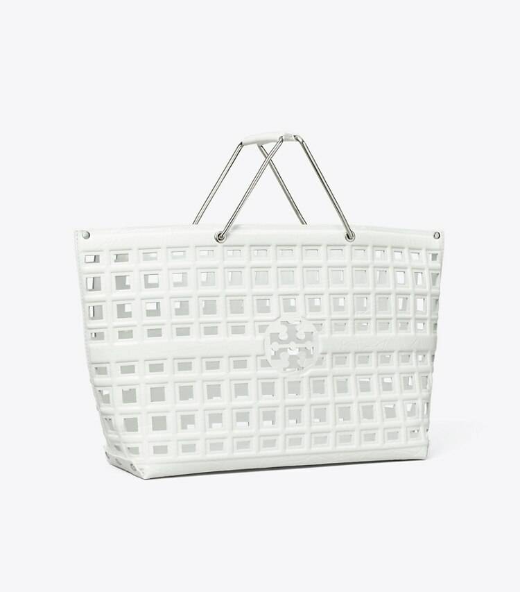 Tory Burch Women Tote Bags Ella Croc-Embossed Market Tote Blanc