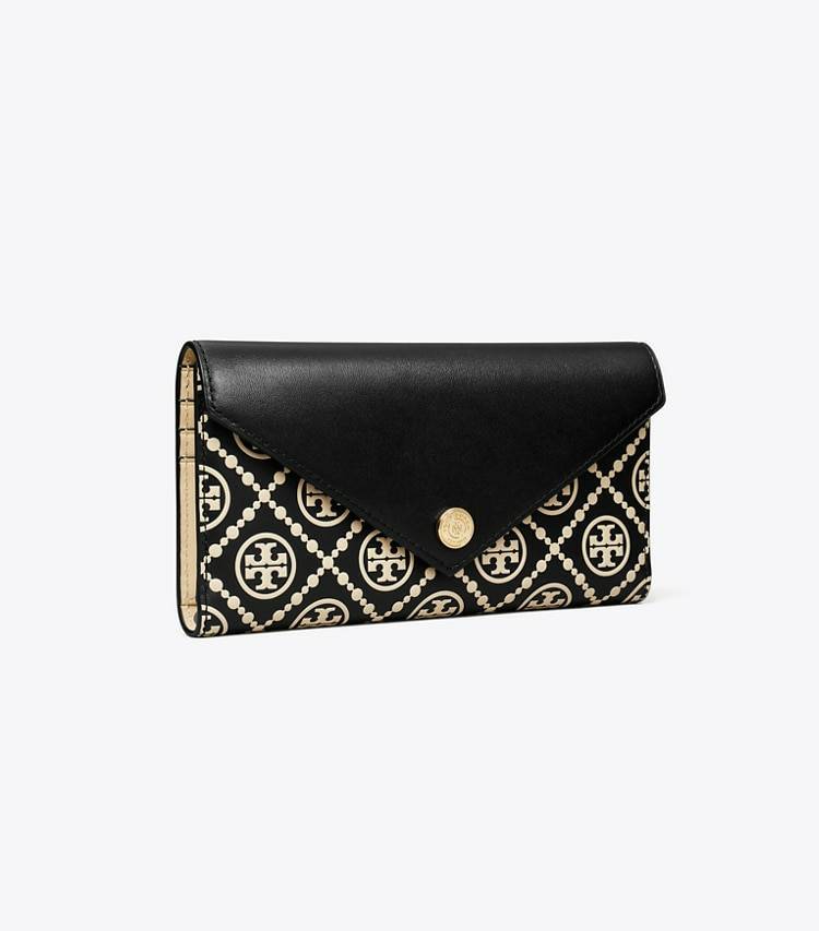 Wallets Black / New Cream T Monogram Contrast Embossed Envelope Wallet Tory Burch Women