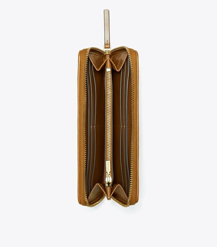 Wallets Kira Diamond Quilt Zip Continental Wallet Women Tory Burch Tan - Image 3