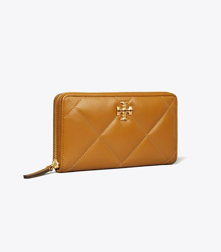 Wallets Kira Diamond Quilt Zip Continental Wallet Women Tory Burch Tan
