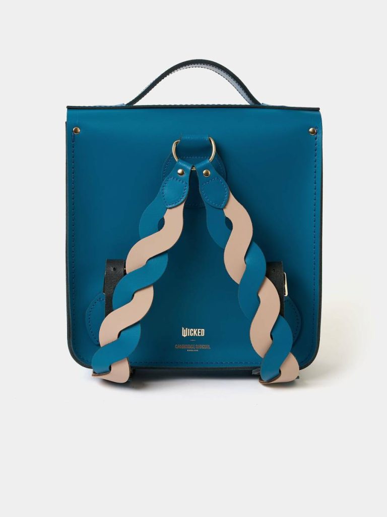 Women Backpacks Cambridge Satchel The Small Portrait Backpack - Shiz Blue With Bi-Colour Twisted Strap - Image 5