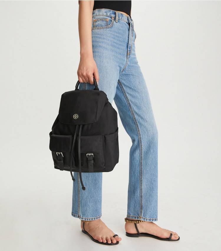 Women Black Backpacks Nylon Flap Backpack Tory Burch - Image 2