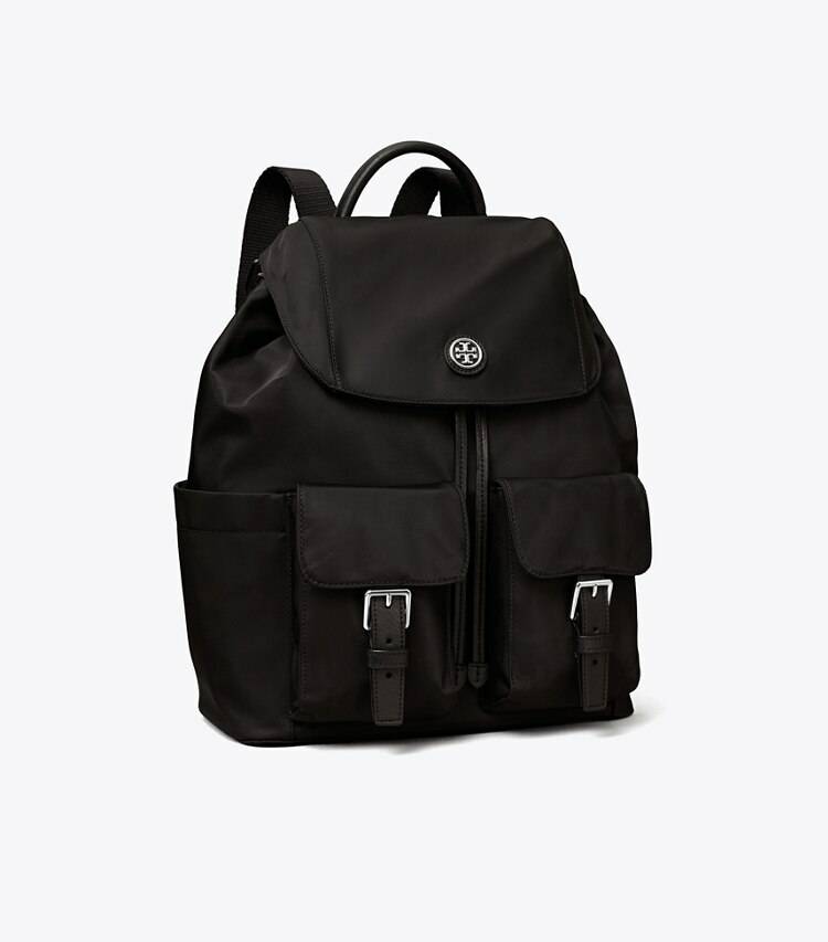 Women Black Backpacks Nylon Flap Backpack Tory Burch