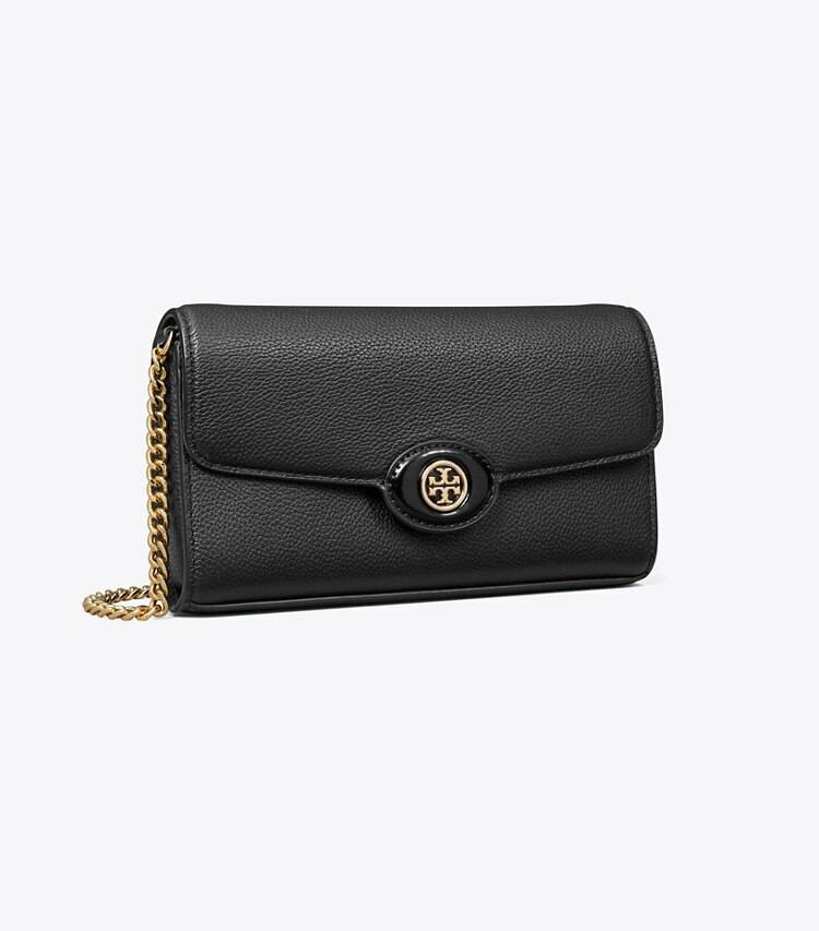 Women Black Robinson Pebbled Chain Wallet Tory Burch Mini Bags